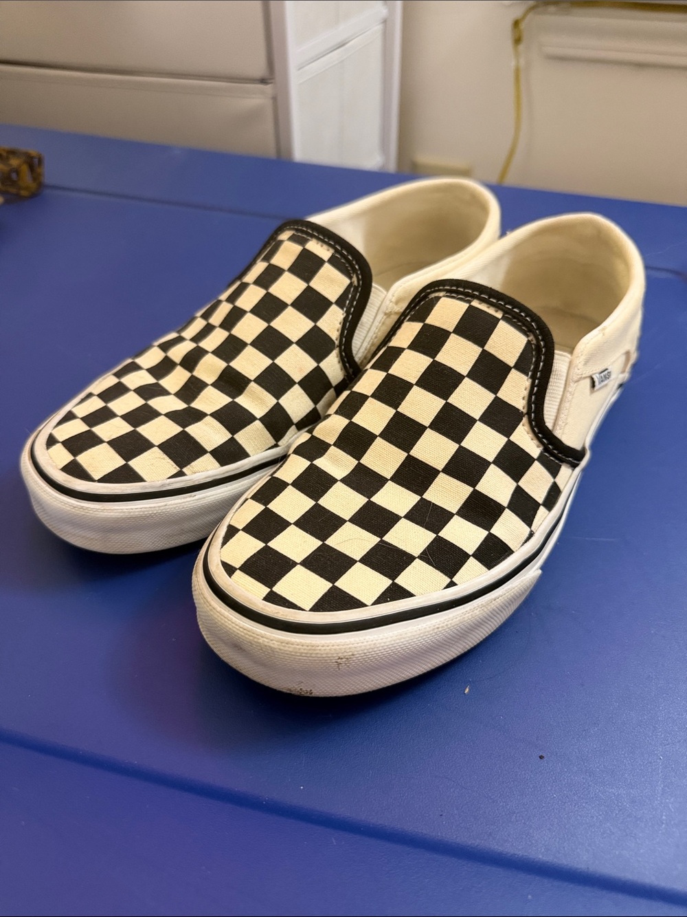 Vans Slip-On Sneakers - Black and Cream Checkerboard